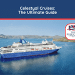 Watercolor illustration of a Celestyal Cruises ship sailing in blue water with hills in the background. Title reads "Celestyal Cruises: The Ultimate Guide."