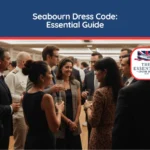 Passengers and crew in elegant cocktail attire socializing at an evening event. Title reads "Seabourn Dress Code: Essential Guide."